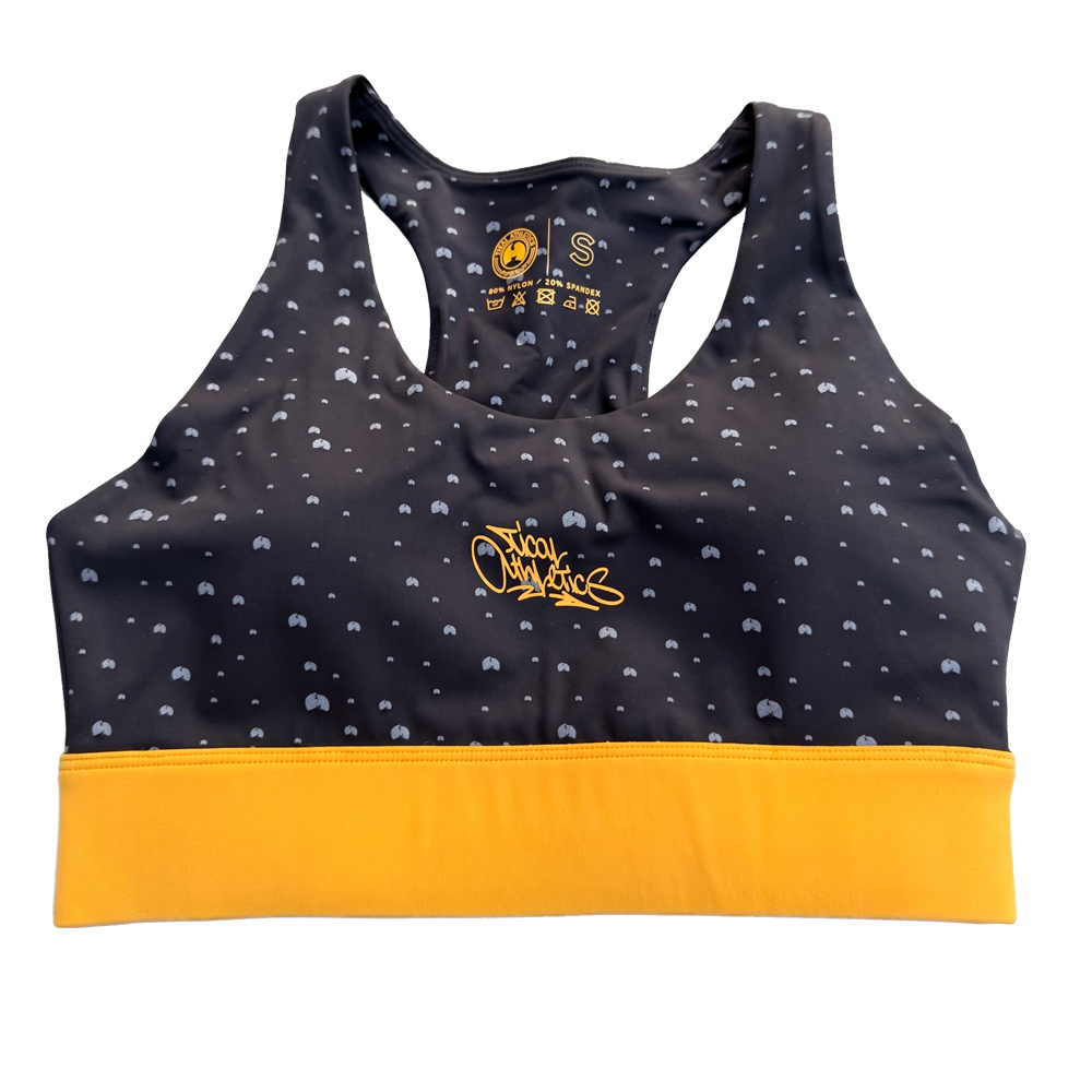 TICAL Athletics Women's Sports Bra Black and Yellow